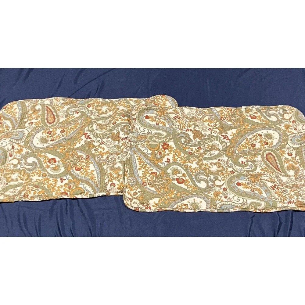 Domain Quilted Pillow Shams Set Of 2 Floral Paisley 21x27” Retro Boho